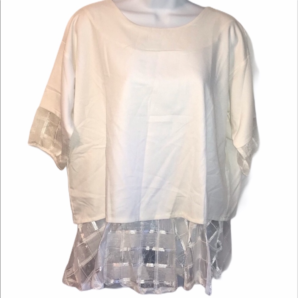 Enaco White Lace Trim Top NWT